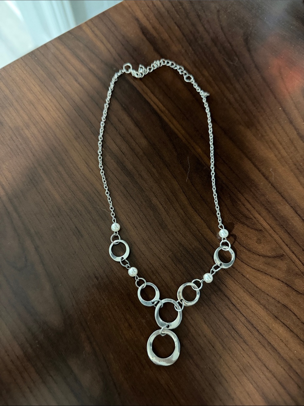 Silver Circle Link Pendant Necklace - Women Jewelry